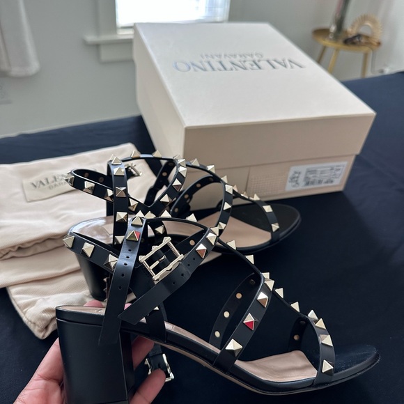 Valentino Black Studded Heels - Picture 1 of 5
